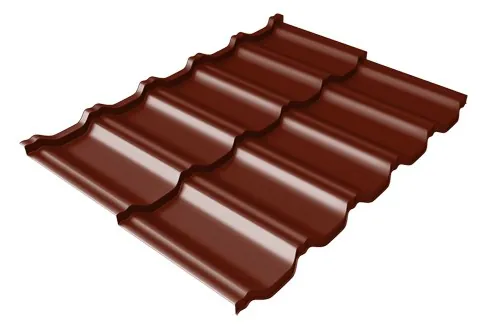 Металлочерепица модульная Квинта Uno Grand Line c 3D резом 0,45 PE RAL 3005 красное вино купить в Арзамасе