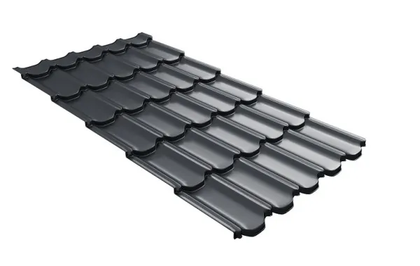 Металлочерепица квинта плюс с 3D резом 0,5 Quarzit lite RAL 7024 мокрый асфальт купить в Арзамасе