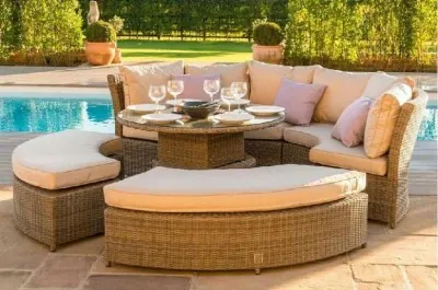 Диван-Трансформер AFINA плетеный из иск. ротанга со столом AFM-350B Beige