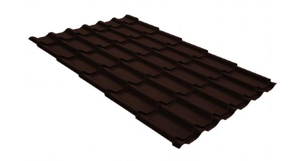 Металлочерепица классик GL 0,5 GreenCoat Pural Matt RR 887 шоколадно-коричневый (RAL 8017 шоколад) купить в Арзамасе