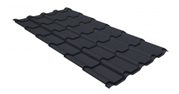 Металлочерепица камея GL 0,5 GreenCoat Pural RR 23 темно-серый (RAL 7024 мокрый асфальт) купить в Арзамасе