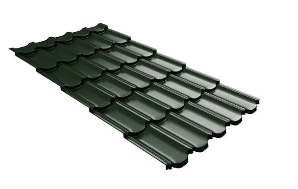 Металлочерепица квинта плюс с 3D резом 0,5 GreenСoat Pural Matt RR 11 темно-зеленый (RAL 6020 хромовая зелень) купить в Арзамасе