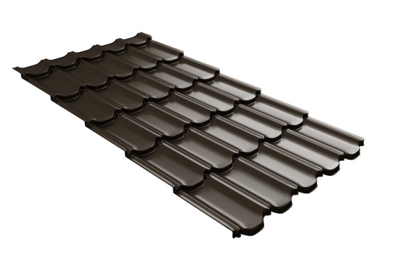 Металлочерепица квинта плюс с 3D резом 0,5 GreenСoat Pural Matt RR 32 темно-коричневый (RAL 8019 серо-коричневый) купить в Арзамасе