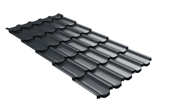 Металлочерепица квинта плюс с 3D резом 0,5 Satin RAL 7016 антрацитово-серый купить в Арзамасе