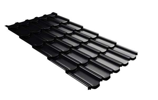 Металлочерепица квинта плюс с 3D резом 0,5 Satin Мatt RAL 9005 черный купить в Арзамасе