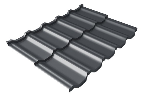Металлочерепица модульная Квинта Uno Grand Line c 3D резом 0,5 Velur RAL 7024 мокрый асфальт купить в Арзамасе