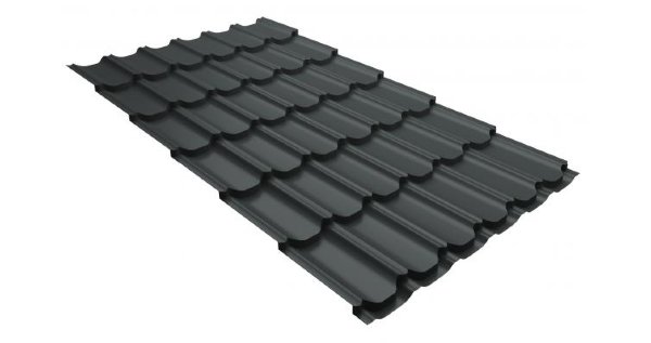 Металлочерепица квинта плюс 0,5 GreenCoat Pural RR 23 темно-серый (RAL 7024 мокрый асфальт) купить в Арзамасе
