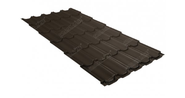 Металлочерепица квинта плюс 0,5 GreenCoat Pural Matt RR 32 темно-коричневый (RAL 8019 серо-коричневый) купить в Арзамасе